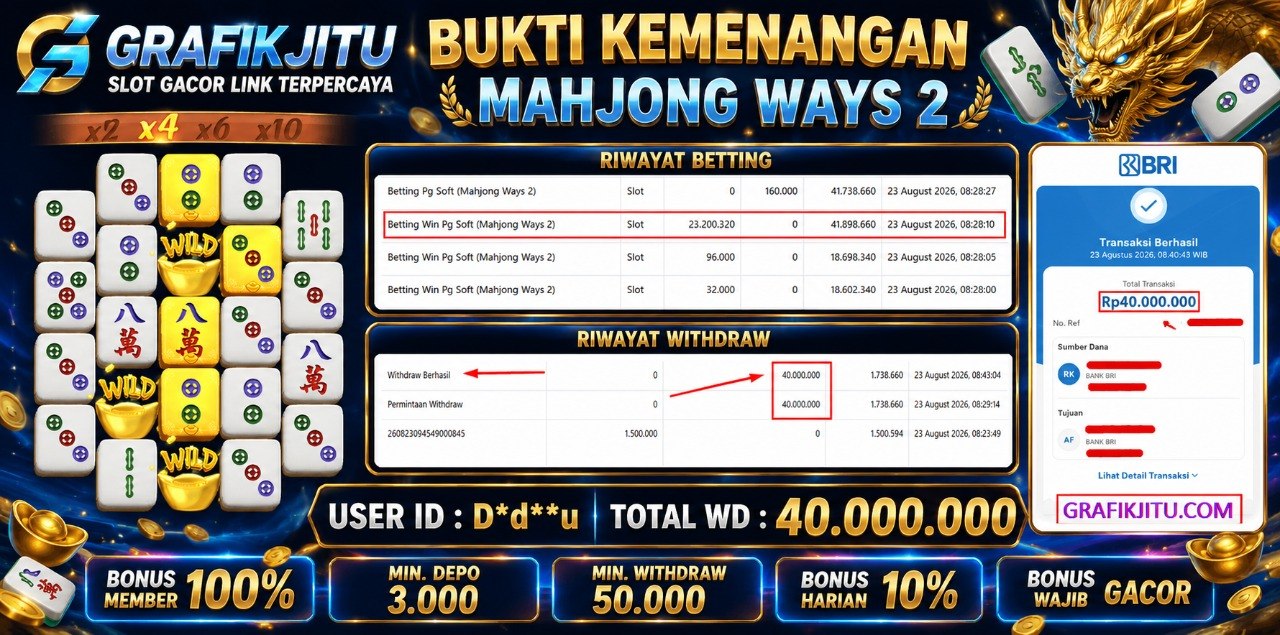 GRAFIKJITU KEMENANGAN MAHJONG WAYS 2 Rp 40.000.000 LUNAS